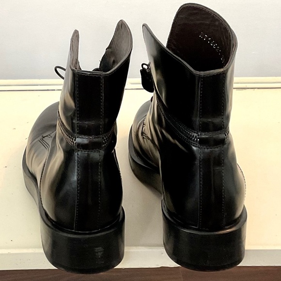 AGL Attilio Giusti Leombruni Black Leather Lace Up Combat Boots Size 9.5 - Picture 3 of 16